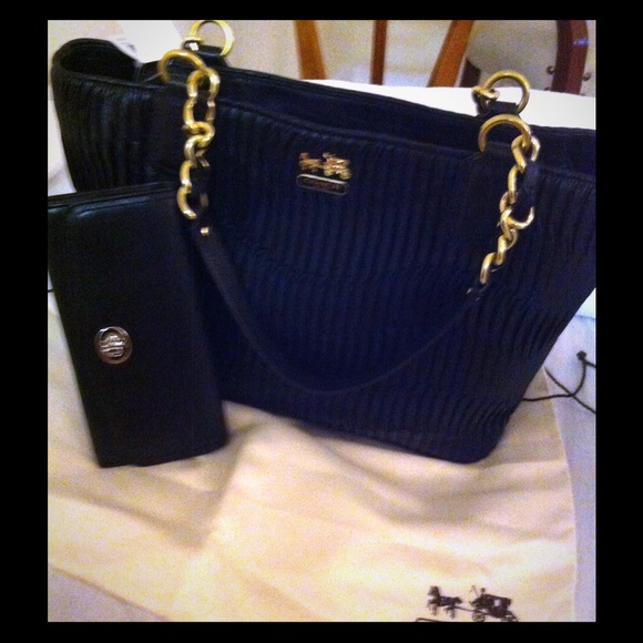 Coach leather handbag & wallet