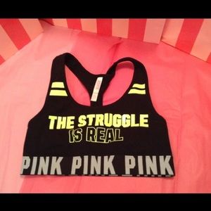 VS pink the struggle is real sports bra