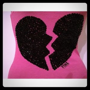 VS Pink broken heart sequin tank top
