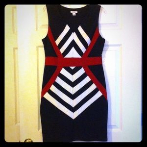 Black, red, and white dress