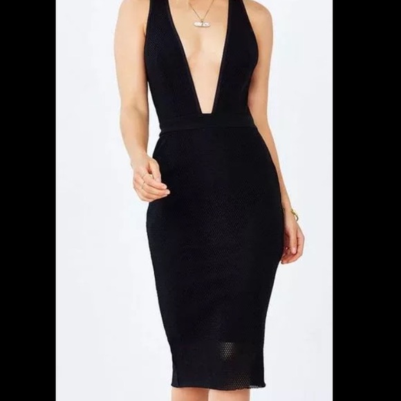 Bec & Bridge noir deep-v midi dress size 4