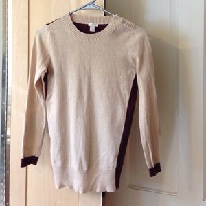 XS Tan & maroon J.Crew sweater with elbow patches