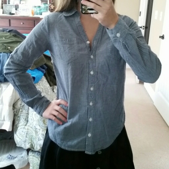 Pink Rose Tops - SALE! Chambray Button Down Shirt