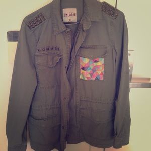 Mudd Military-Style Studded Jacket with Iron Ons