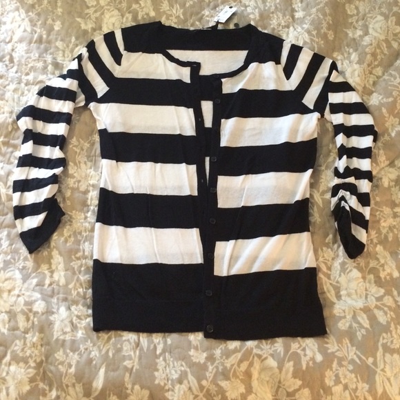 Striped button down sweater