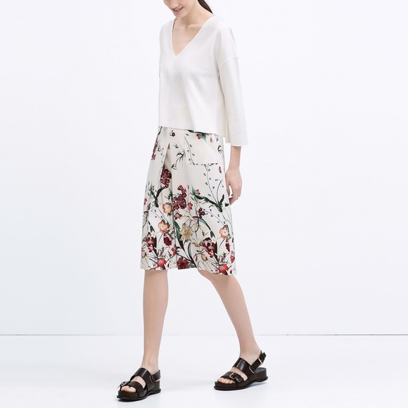 Zara white crop shirt top
