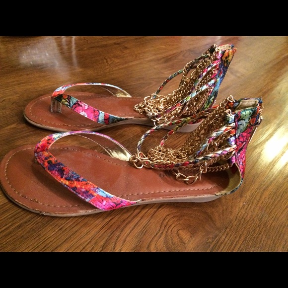 Multicolored Chain Sandals