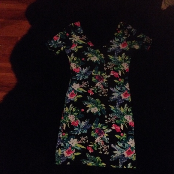 Tropical floral print dress