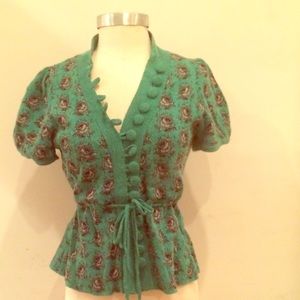 Anthropologie sweater with graphic rose pattern