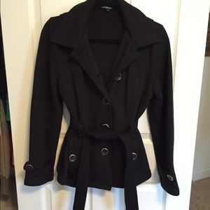 Black "sweatshirt" material pea coat