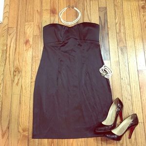 Black strapless mini dress