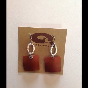 Square, copper earrings