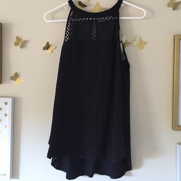 Black lace tank top blouse