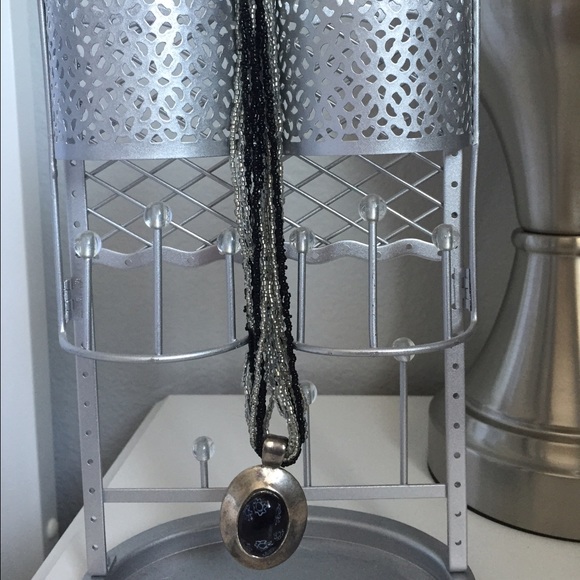 Silver and black beaded necklace