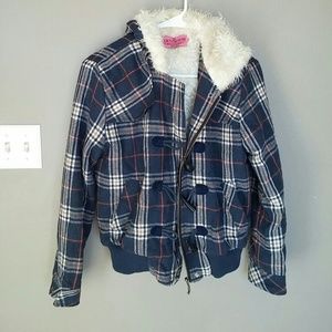 Juicy Couture Sz Medium Navy Plaid Fall Jacket