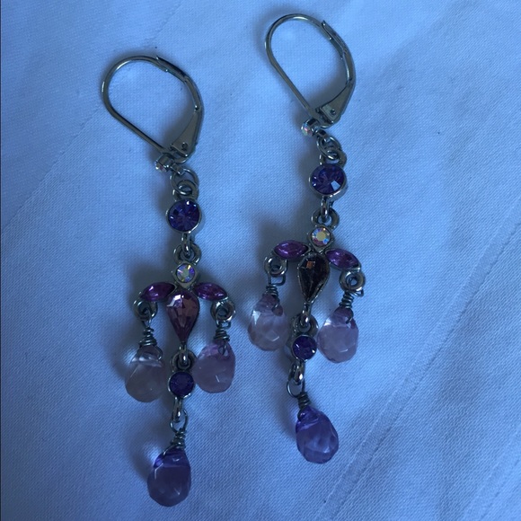 Gorgeous purple diamond looking drop earrings