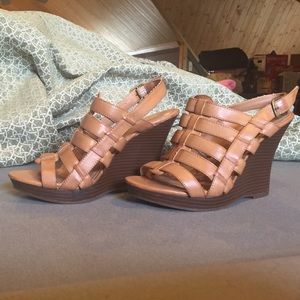 High heel wedge sandals size 8 new
