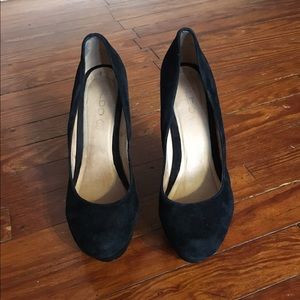 Aldo - Black, suede wedges.