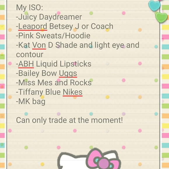 My ISO for trades!