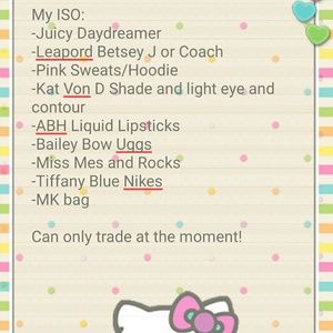 My ISO for trades!