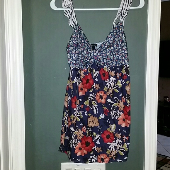 Flowered baby doll tank top