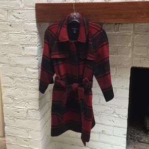 Red/Black Plaid Gap Wool Coat