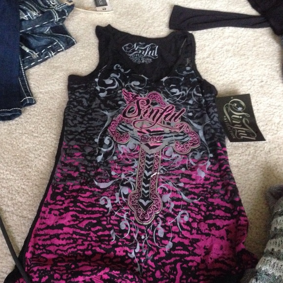 Sinful tank with lace back