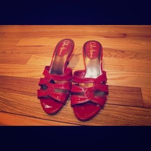 Cole Haan Red Heeled Sandals, size 5, barely worn