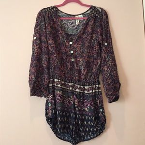 Long Sleeve Printed Romper