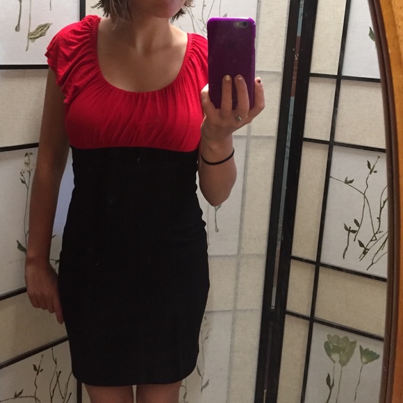 Tight red and black dress