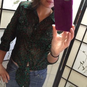 Leopard print button up