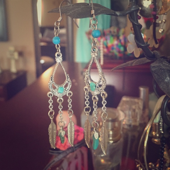 Silver & turquoise earrings / dream catcher
