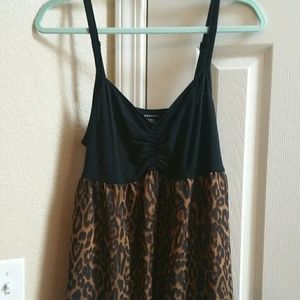 Leopard print baby doll tank top