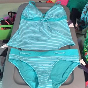 Two piece bathing suit.