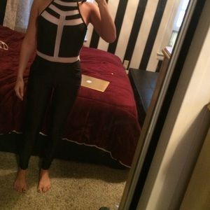 Shiny/mesh black jumpsuit