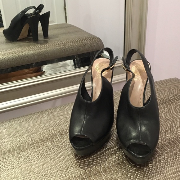 Vince Camuto Shoes - Vince Camuto peep toe black bootie high heels