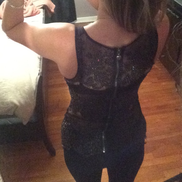 Black lace and beaded top