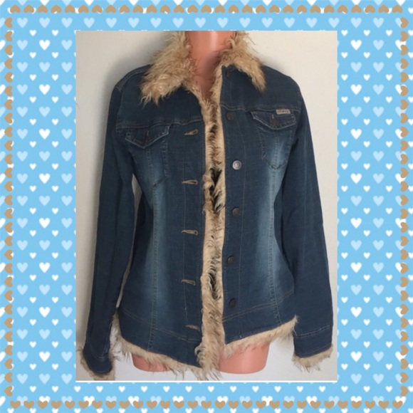 Denim faux fur jacket