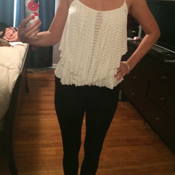 Free People Cream ruffle cami