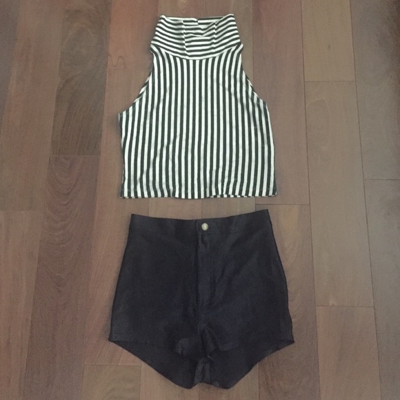American apparel black high waisted disco shorts