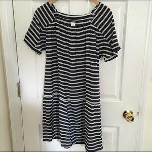 J.crew white and navy striped dress