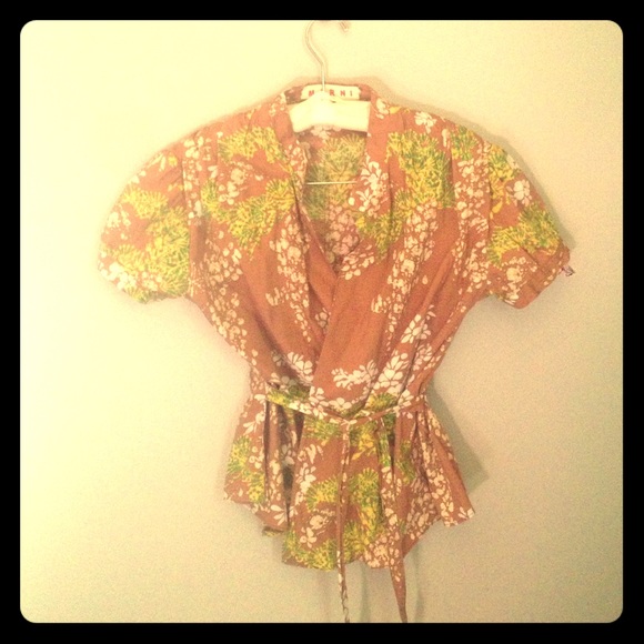 Marni batik wrap blouse