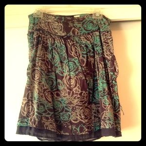 Billabong abstract grey & teal knee-length skirt