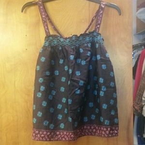 Navy and aqua blue with pink camisole