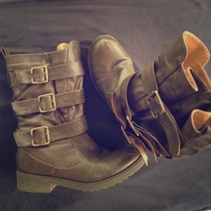 Brown motorcycle boots.