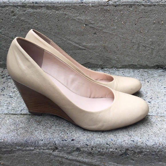 Franco Sarto nude wedge pumps
