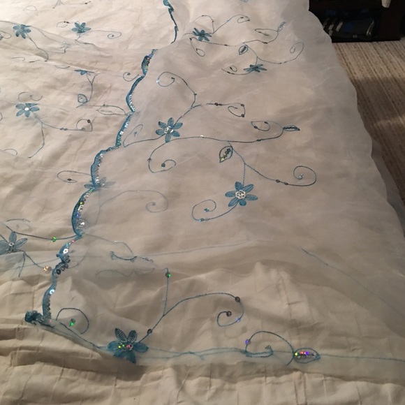 Accents Pair Of Blue Sparkle Sheer Curtains Poshmark