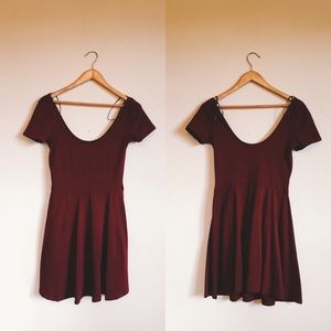 Dark Maroon Skater Dress