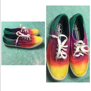 White Keds that have been tie-dye!