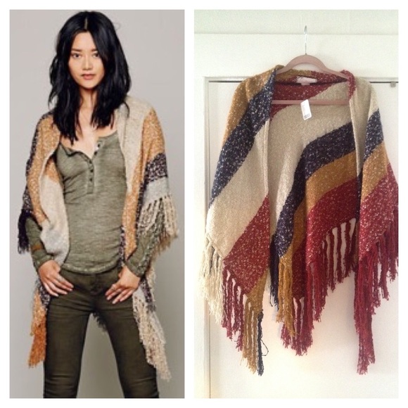 Free People Sweaters - Free People fuzzy soft fringe shawl NWT brand New!
